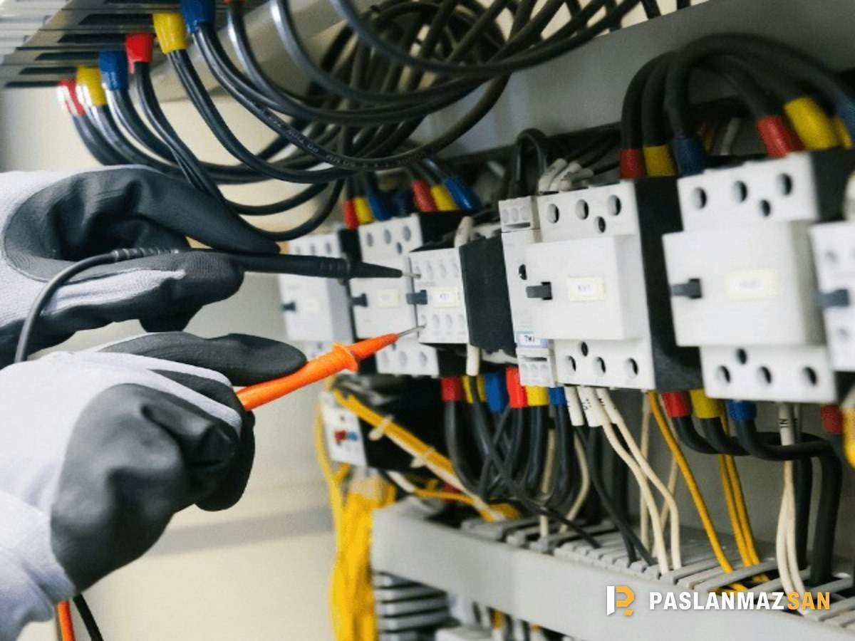 Elektrik panosunda ölçüm yapan elektrikçi — Bakırköy hurdacı