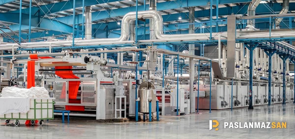 Tekstil fabrikasında makine ve boru hatları — Şişli hurdacı